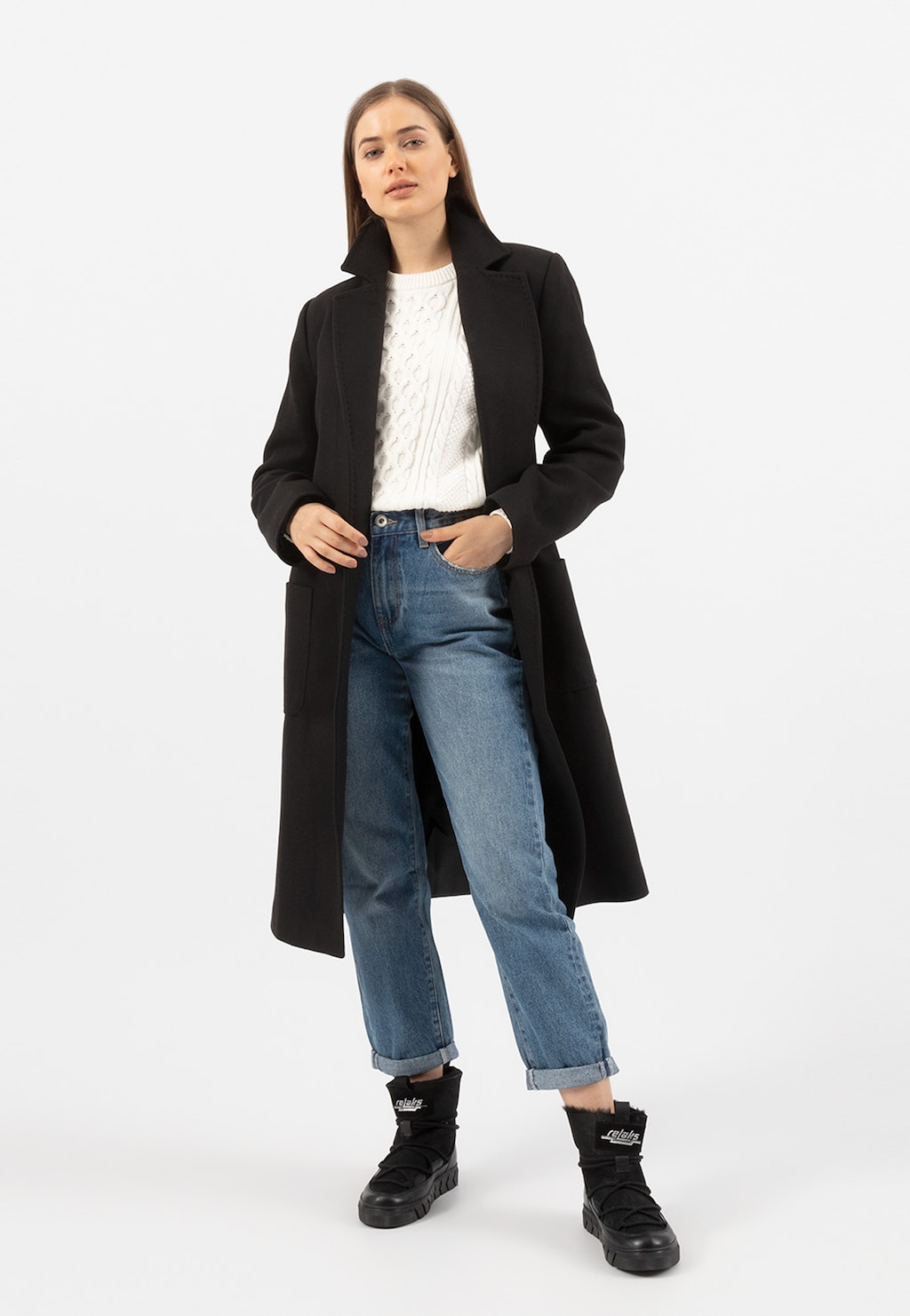 RELAKS czarny zimowy płaszcz damski R99020-41 Widok 2