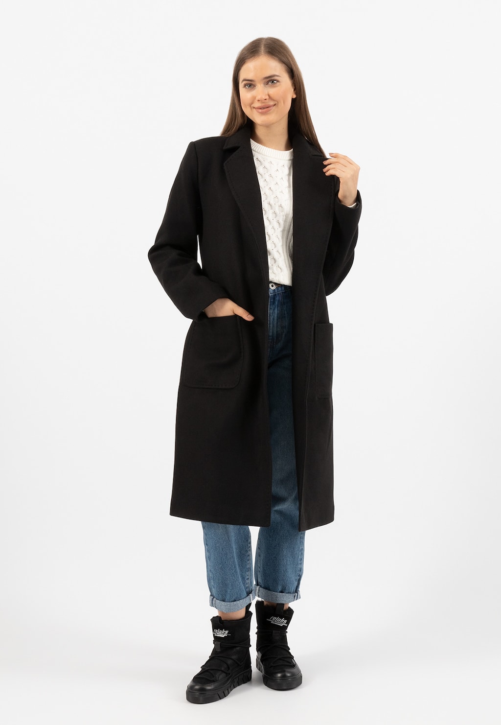 RELAKS czarny zimowy płaszcz damski R99020-41 Widok 3