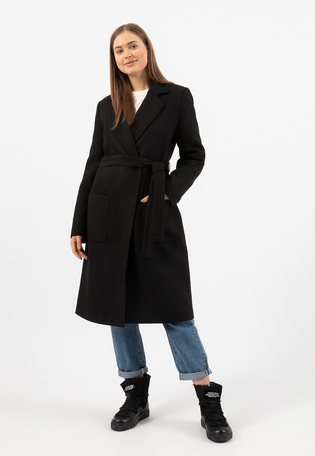 RELAKS czarny zimowy płaszcz damski R99020-41 Widok 4