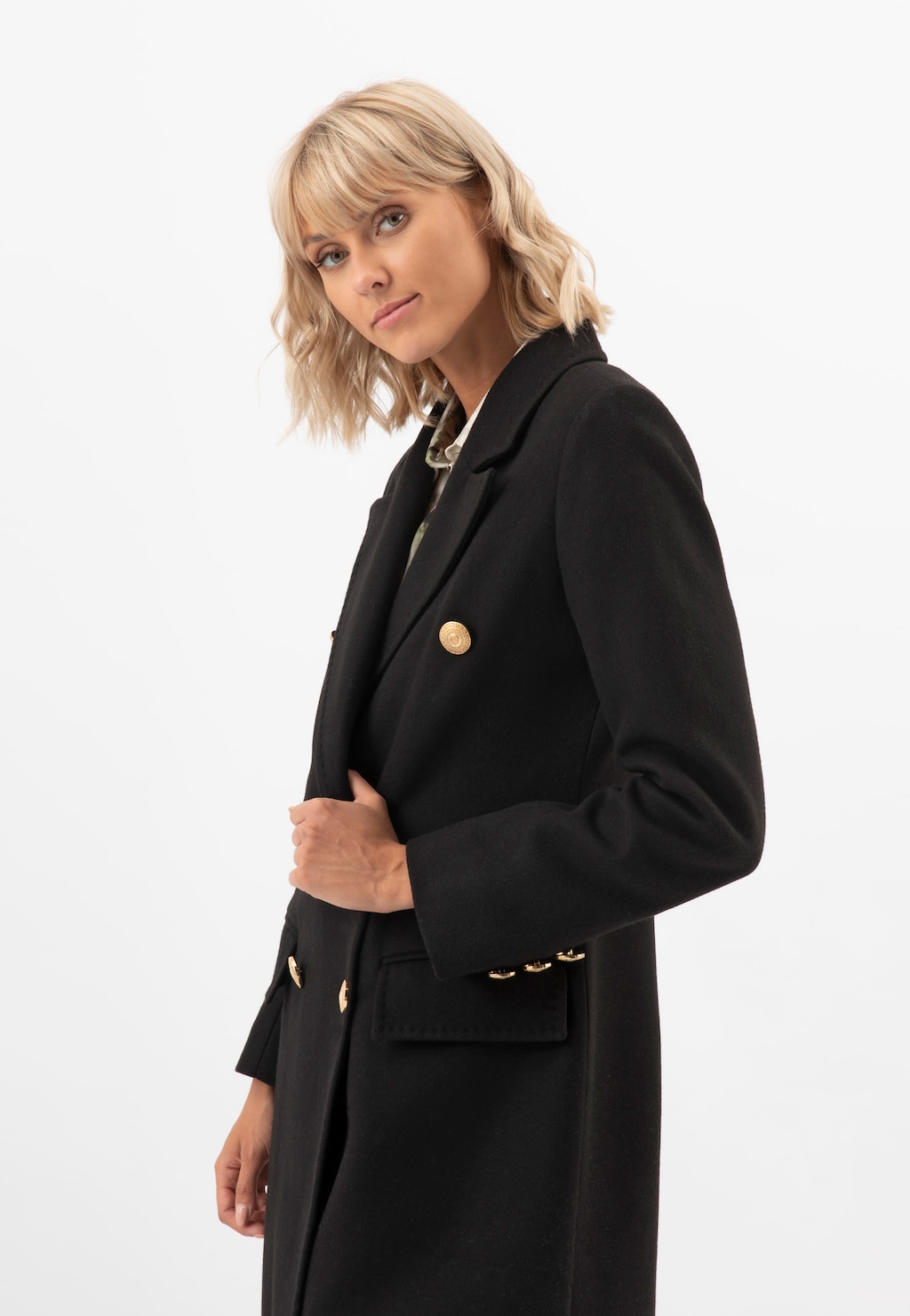 RELAKS elegancki czarny płaszcz damski R99022-41 Widok 2