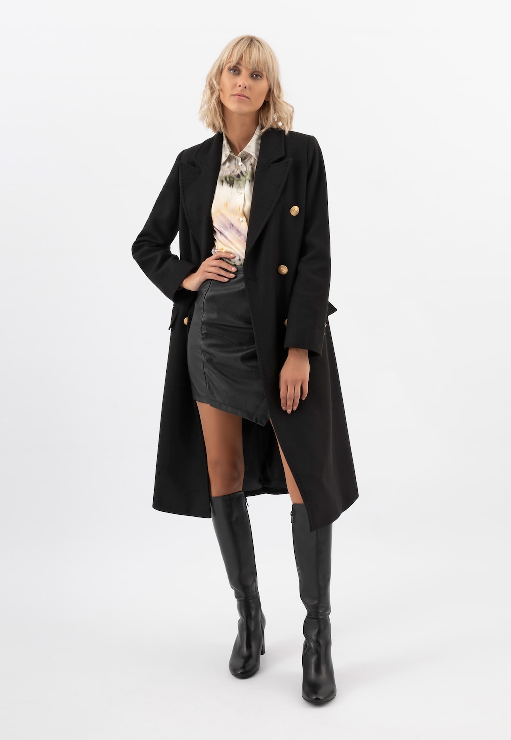 RELAKS elegancki czarny płaszcz damski R99022-41 Widok 3