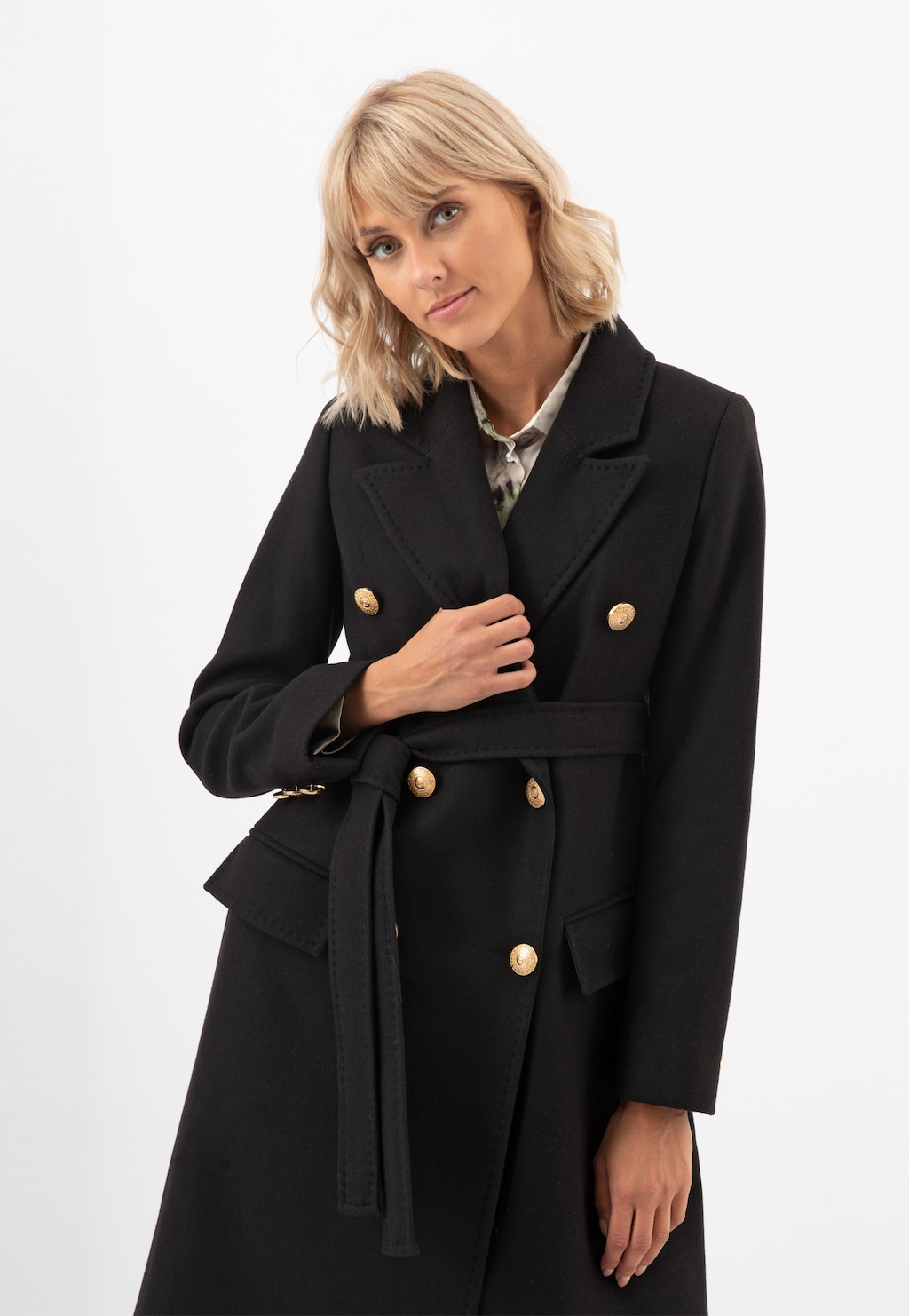 RELAKS elegancki czarny płaszcz damski R99022-41 Widok 4