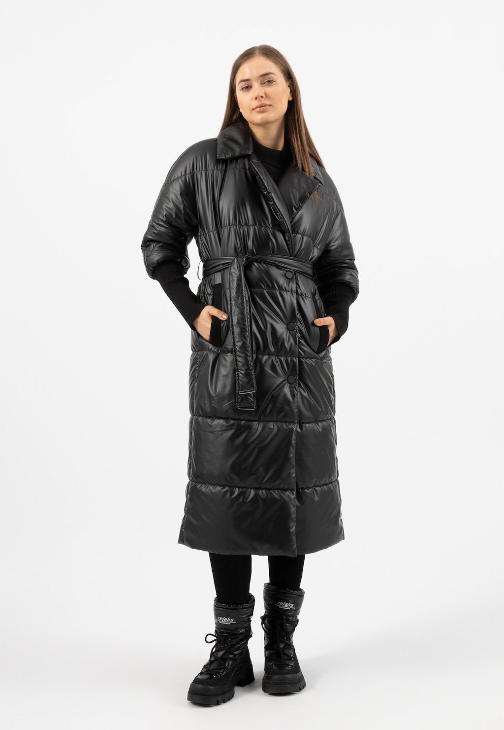 RELAKS prešívaný plášť dámsky z ortalionu čierny R99025-41 Widok 3