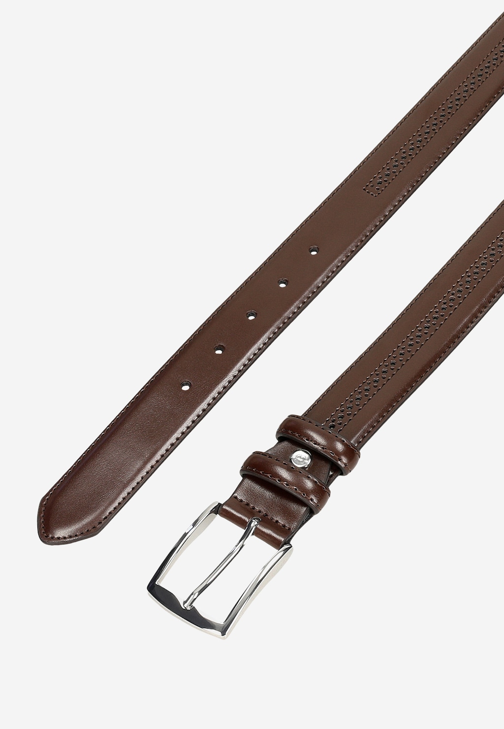 Tmavohnedý pánsky opasok z lícnej kože 93098-52 Widok 3