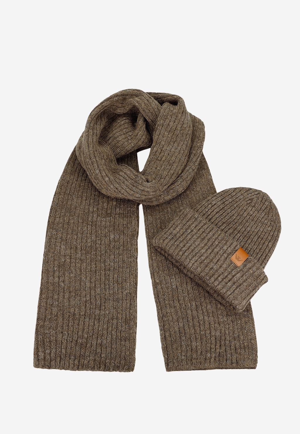 Komplet na zimę czapka + szalik w kolorze brązowym 96012-13 Widok 1