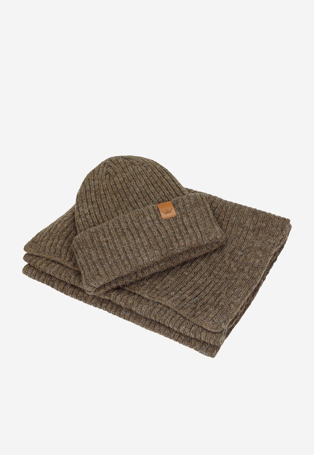 Komplet na zimę czapka + szalik w kolorze brązowym 96012-13 Widok 4