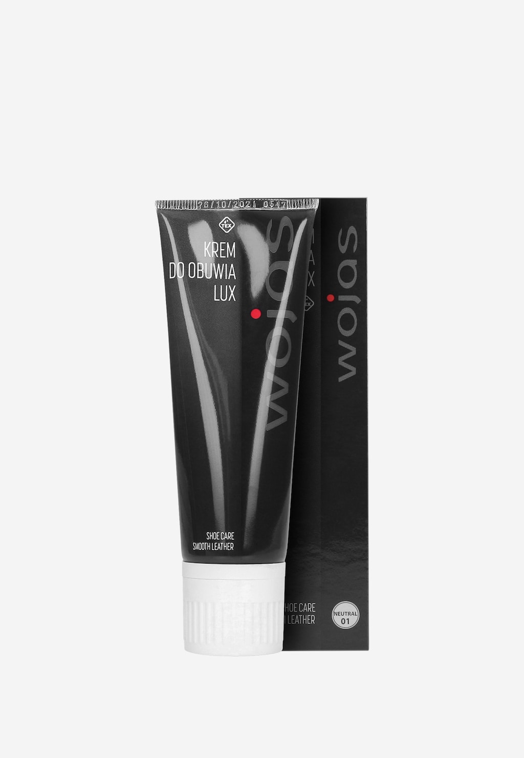 Bezbarwny krem do obuwia Wojas model 99016-00 w czarnej tubce z napisem 
