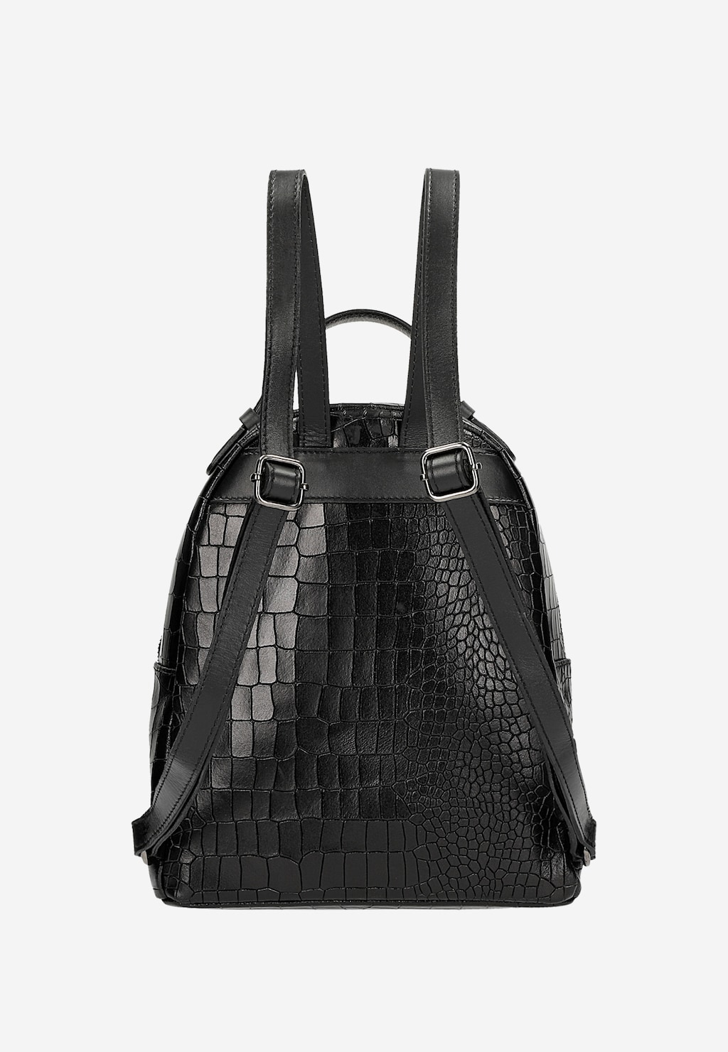 Czarny plecak damski z tłoczeniem w skórę krokodyla 80249-51 Widok 3