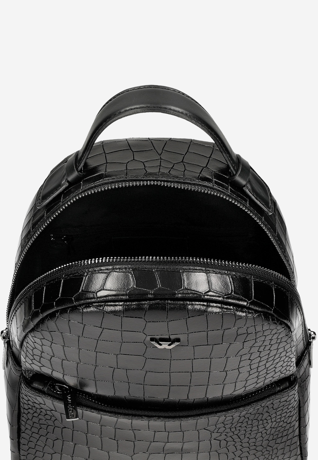 Czarny plecak damski z tłoczeniem w skórę krokodyla 80249-51 Widok 4
