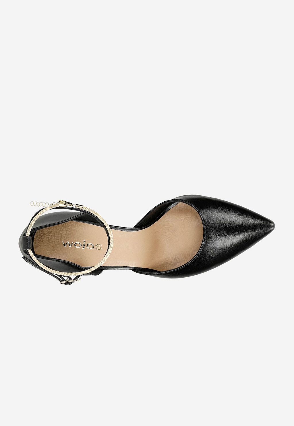 Čierne kožené lodičky s remienkom a retiazkou 35110-51 Widok 5