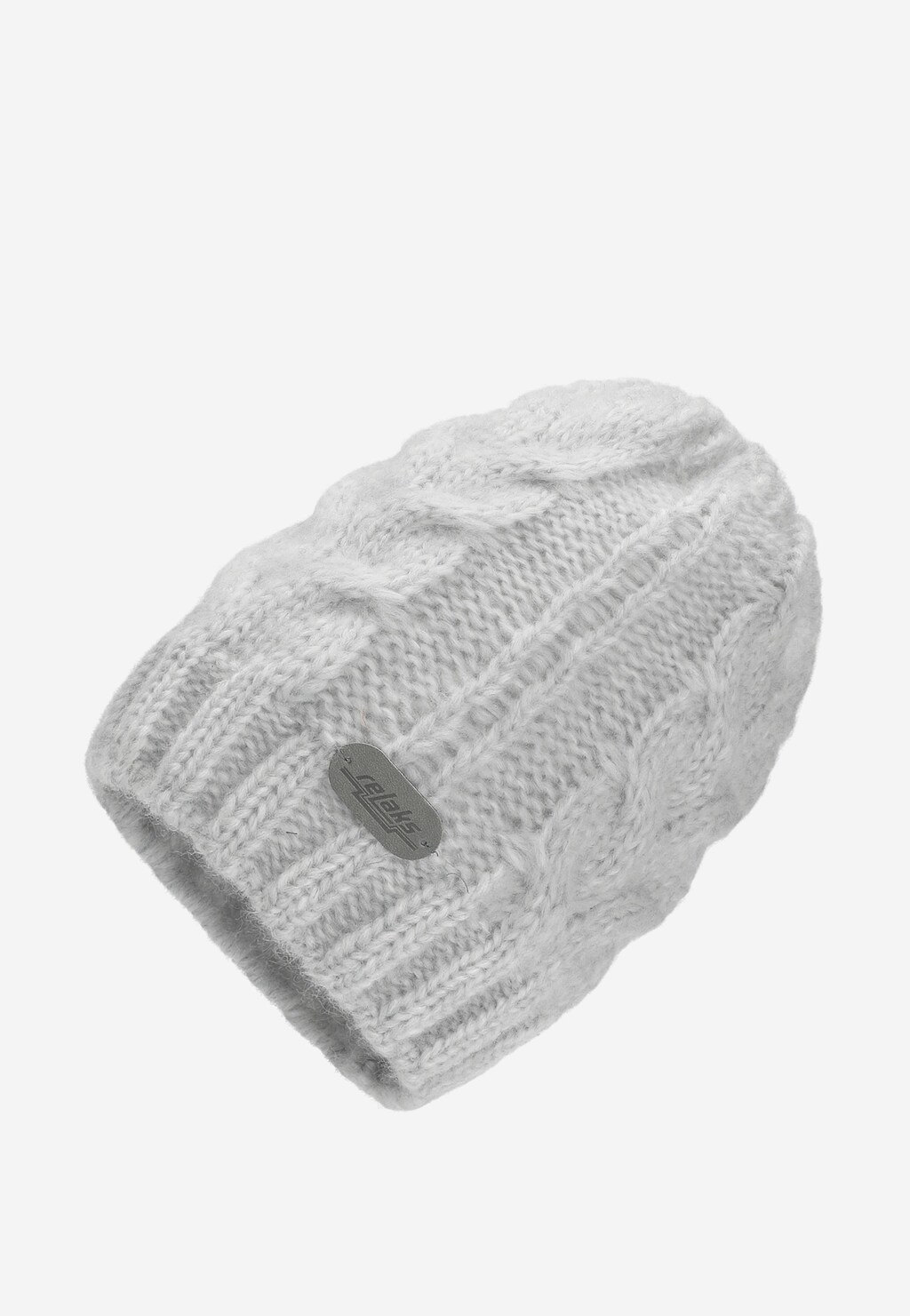 Sivá dámska čiapka na zimu s pleteným vzorom R96002-80 Widok 2