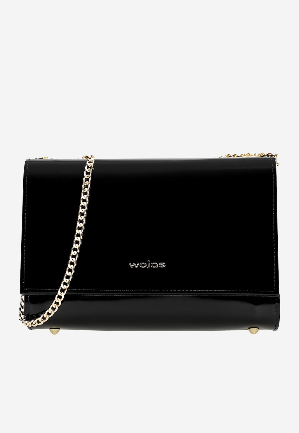 Czarna lakierowana torebka wizytowa ze złotym łańcuszkiem 80292-31 Widok 1
