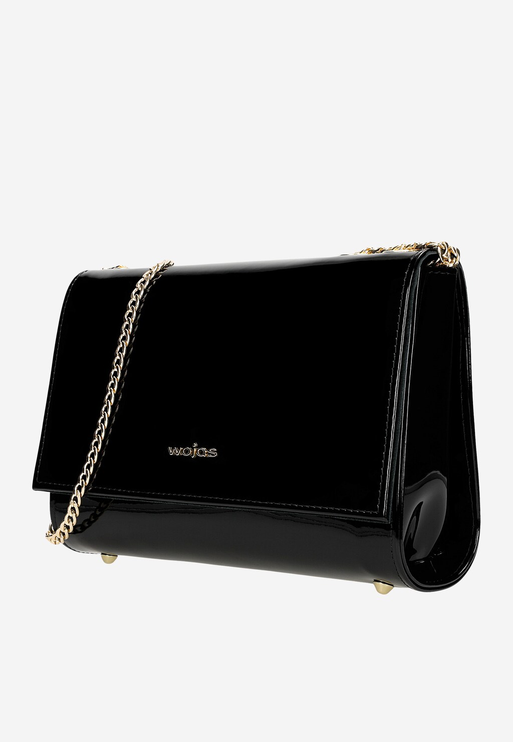 Czarna lakierowana torebka wizytowa ze złotym łańcuszkiem 80292-31 Widok 2