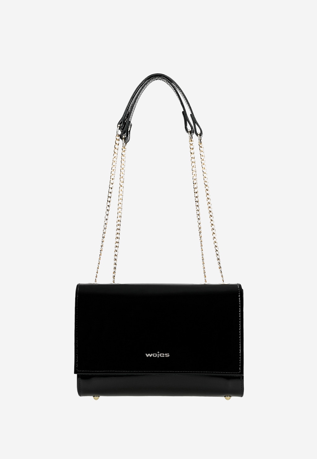 Czarna lakierowana torebka wizytowa ze złotym łańcuszkiem 80292-31 Widok 4