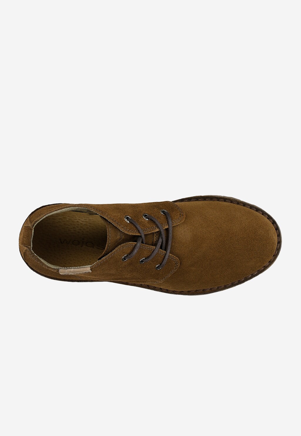 Brązowe sznurowane trzewiki męskie z dwoiny welurowej 1200-03 Widok 4