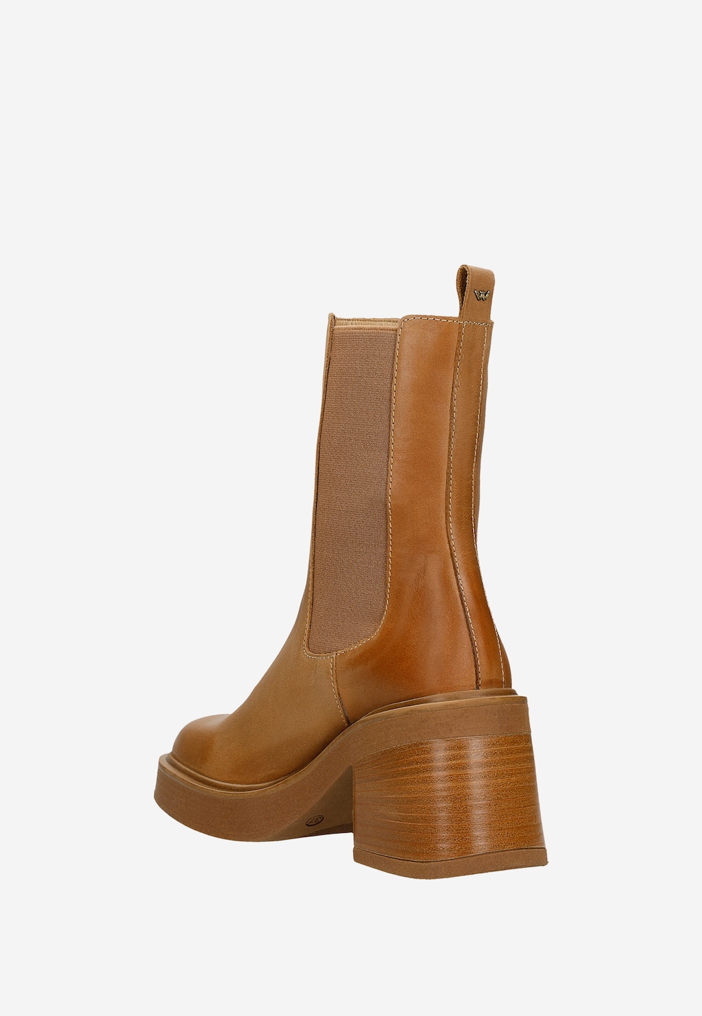 Jasnobrązowe sztyblety damskie na szerokim obcasie 55240-53 Widok 3