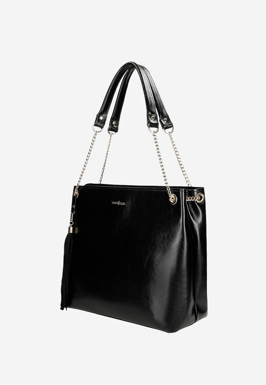 Duża skórzana torebka damska ze złotymi elementami 80371-51 Widok 2