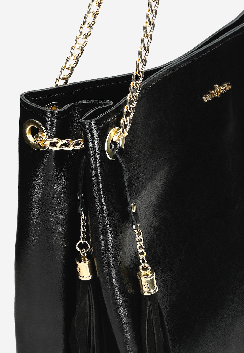 Duża skórzana torebka damska ze złotymi elementami 80371-51 Widok 5