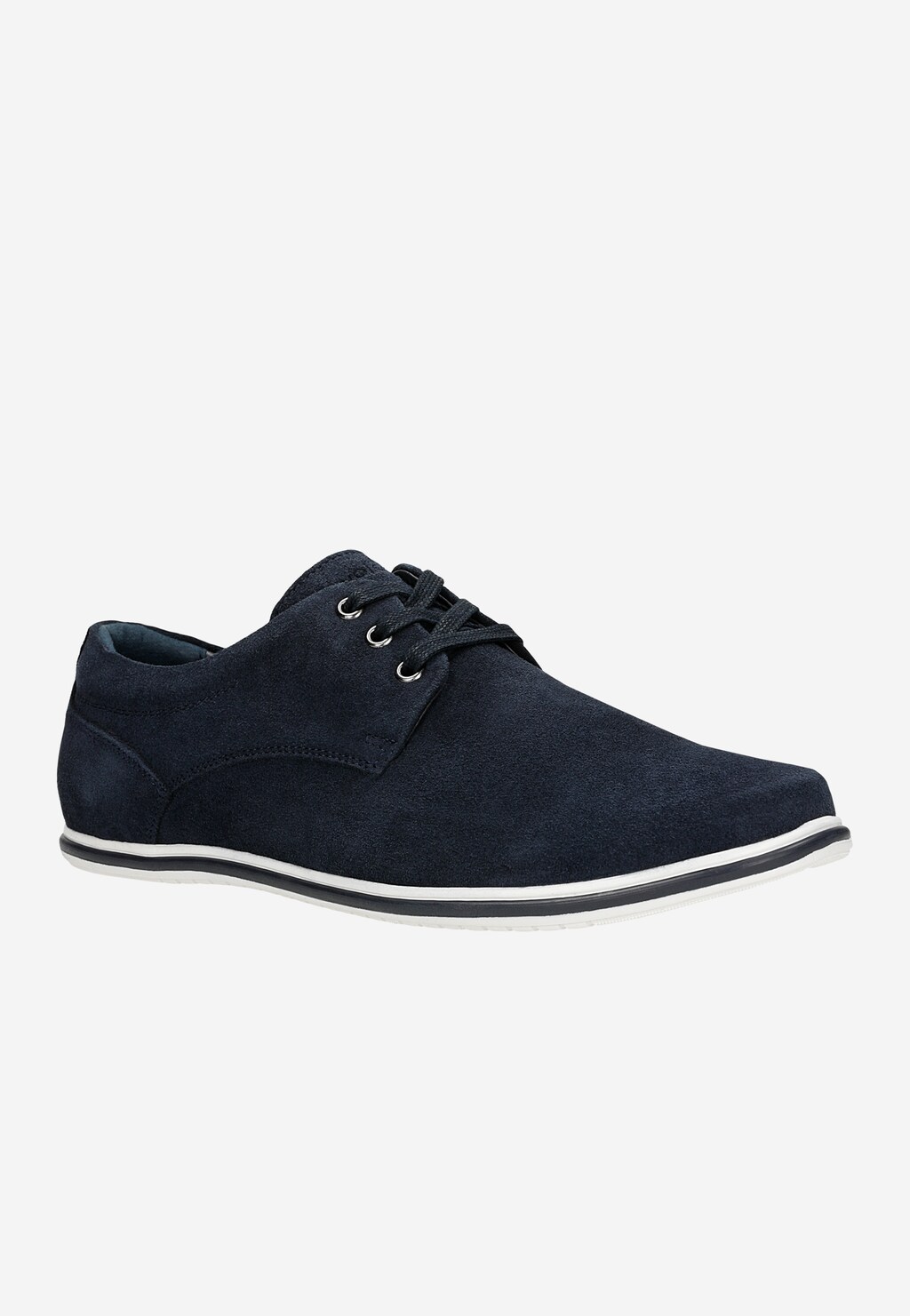 Granatowe sznurowane półbuty męskie typu sneakers 10019-68 Widok 2