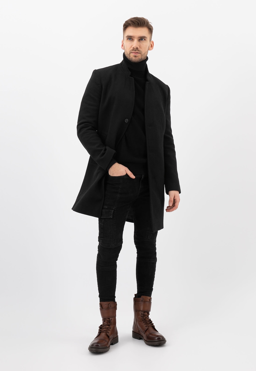 Hnedé vysoké pánske bikerské topánky s podšívkou 24034-52 Widok 7