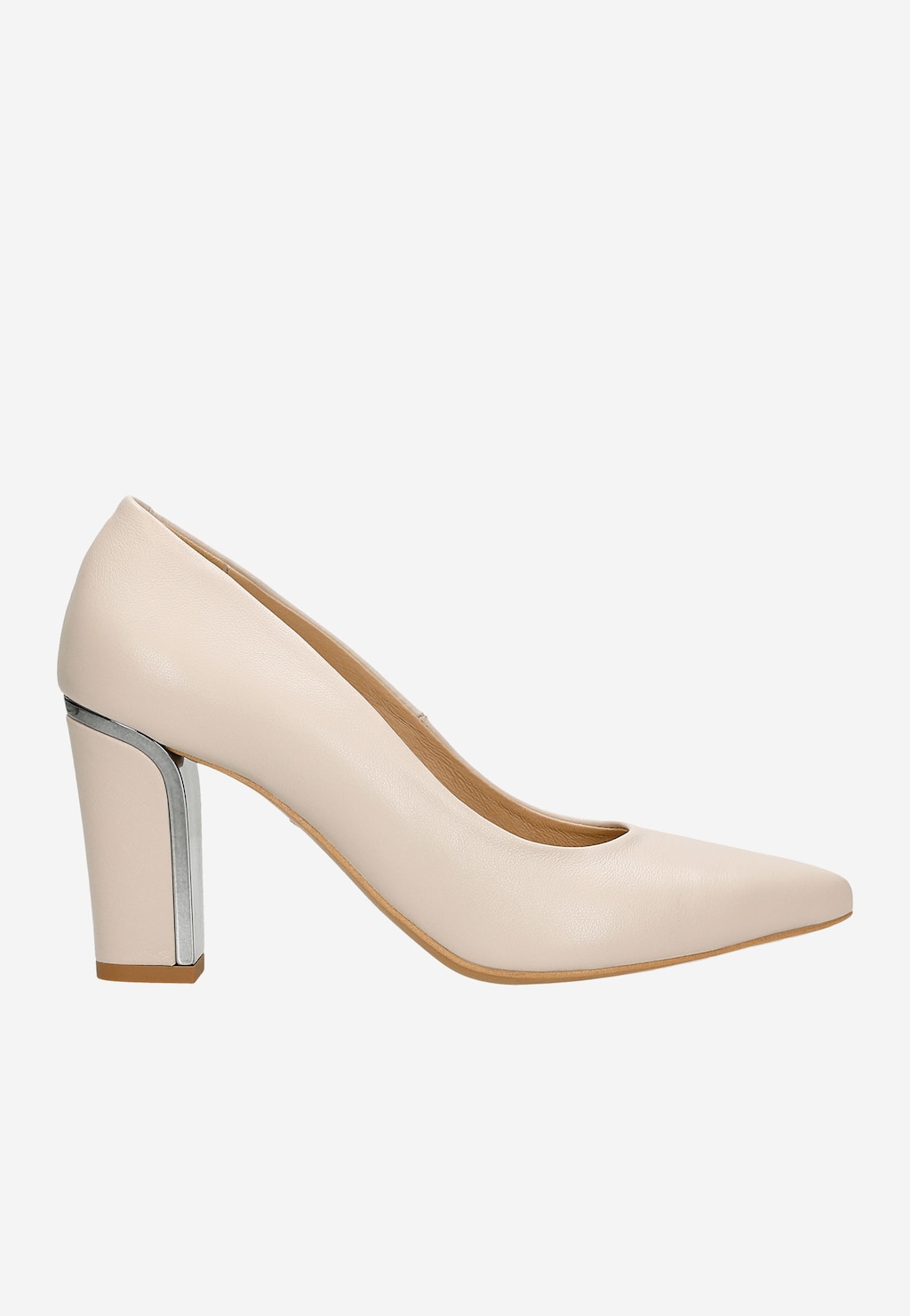 Pantofi  stiletto  bej cu decor argintiu la toc 35044-54 Widok 2