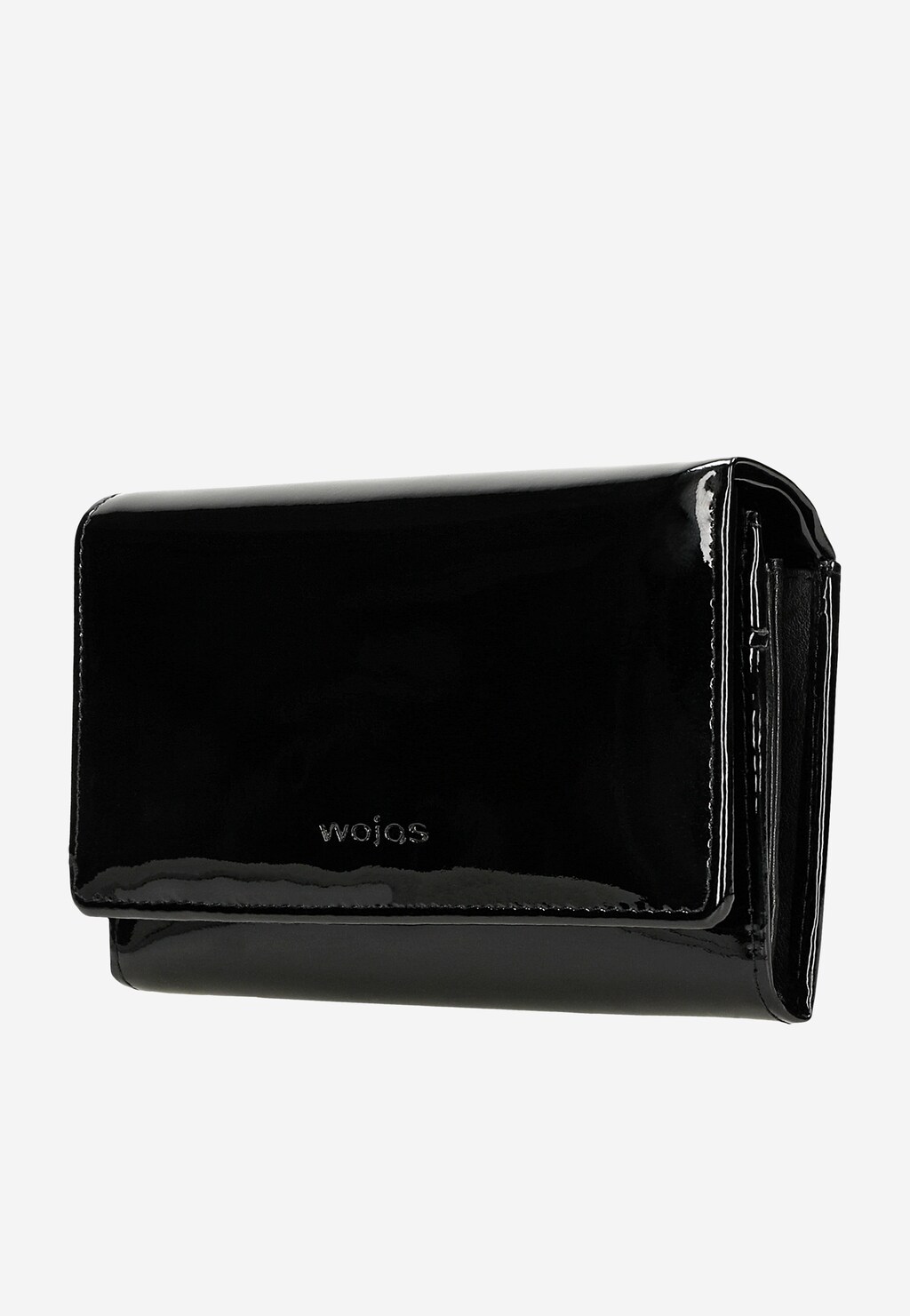 Czarny lakierowany portfel damski w średnim rozmiarze 91075-31 Widok 3