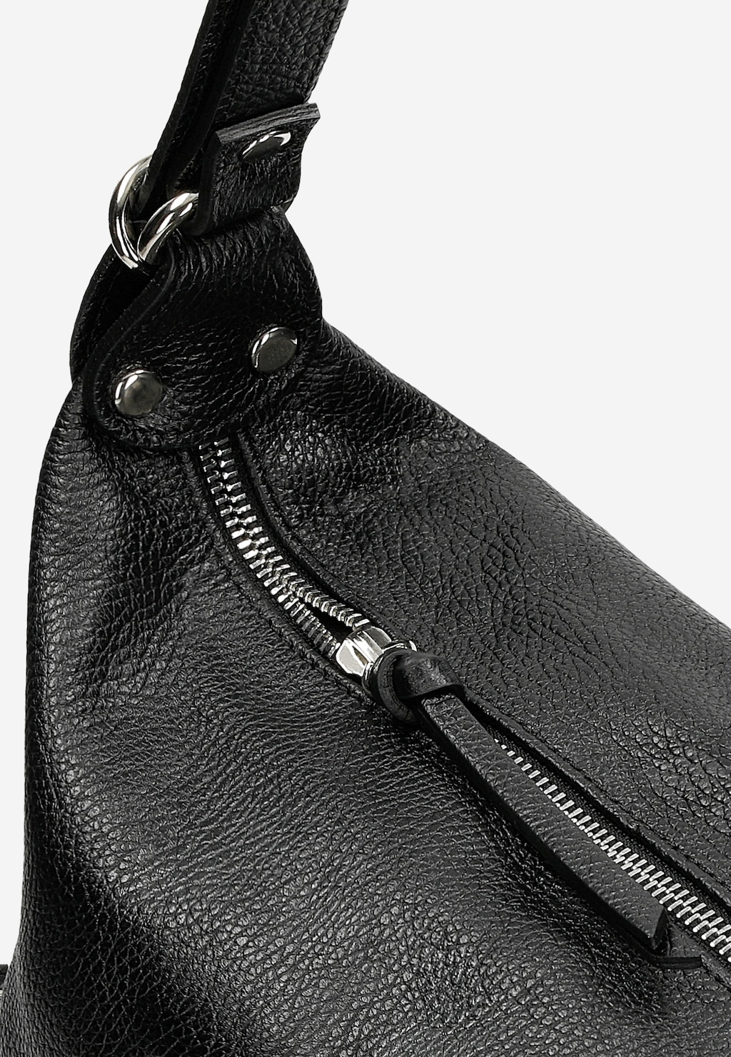 Czarna torebka plecak 2w1 Wojas model 8973-51 z teksturowanej skóry, widoczny srebrny zamek błyskawiczny i metalowe zapięcia na pasku.