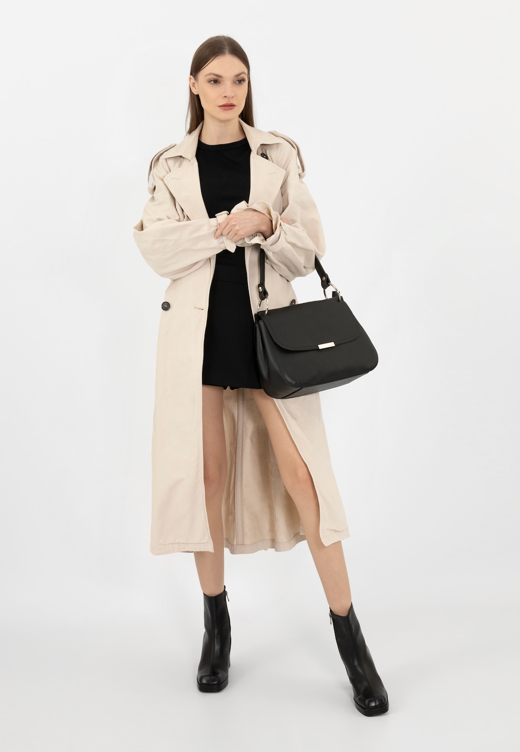 Čierne dámske botky na pevných podpätkoch 55211-51 Widok 7