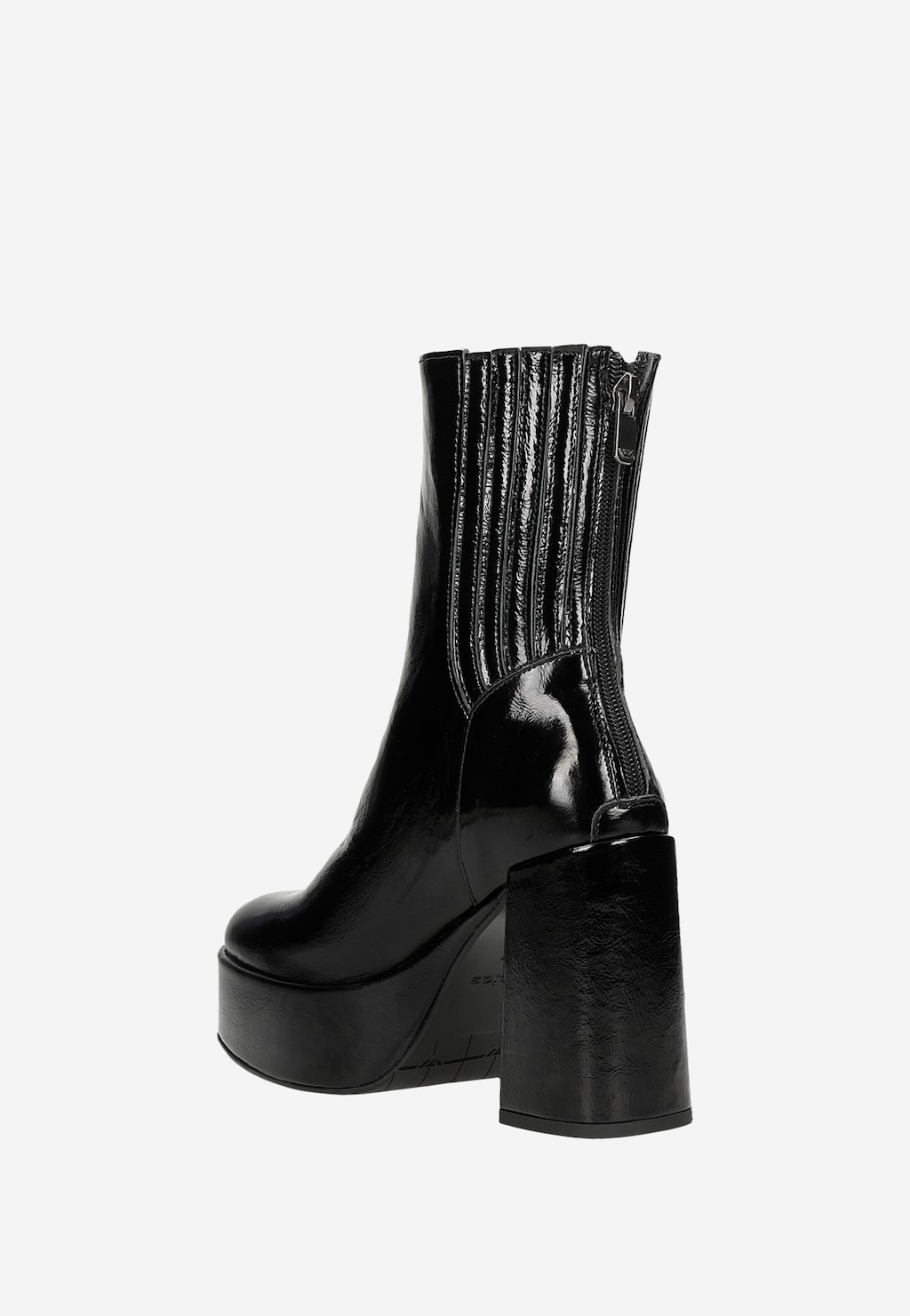 Čierne lakované dámske kotníkové topánky na pevnom podpätku 55214-31 Widok 4