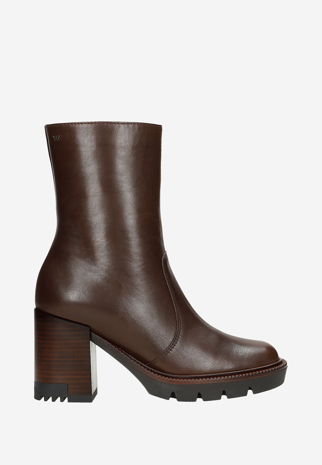 Hnedé kožené dámske botky na podpätku typu blok 55225-52 Widok 2