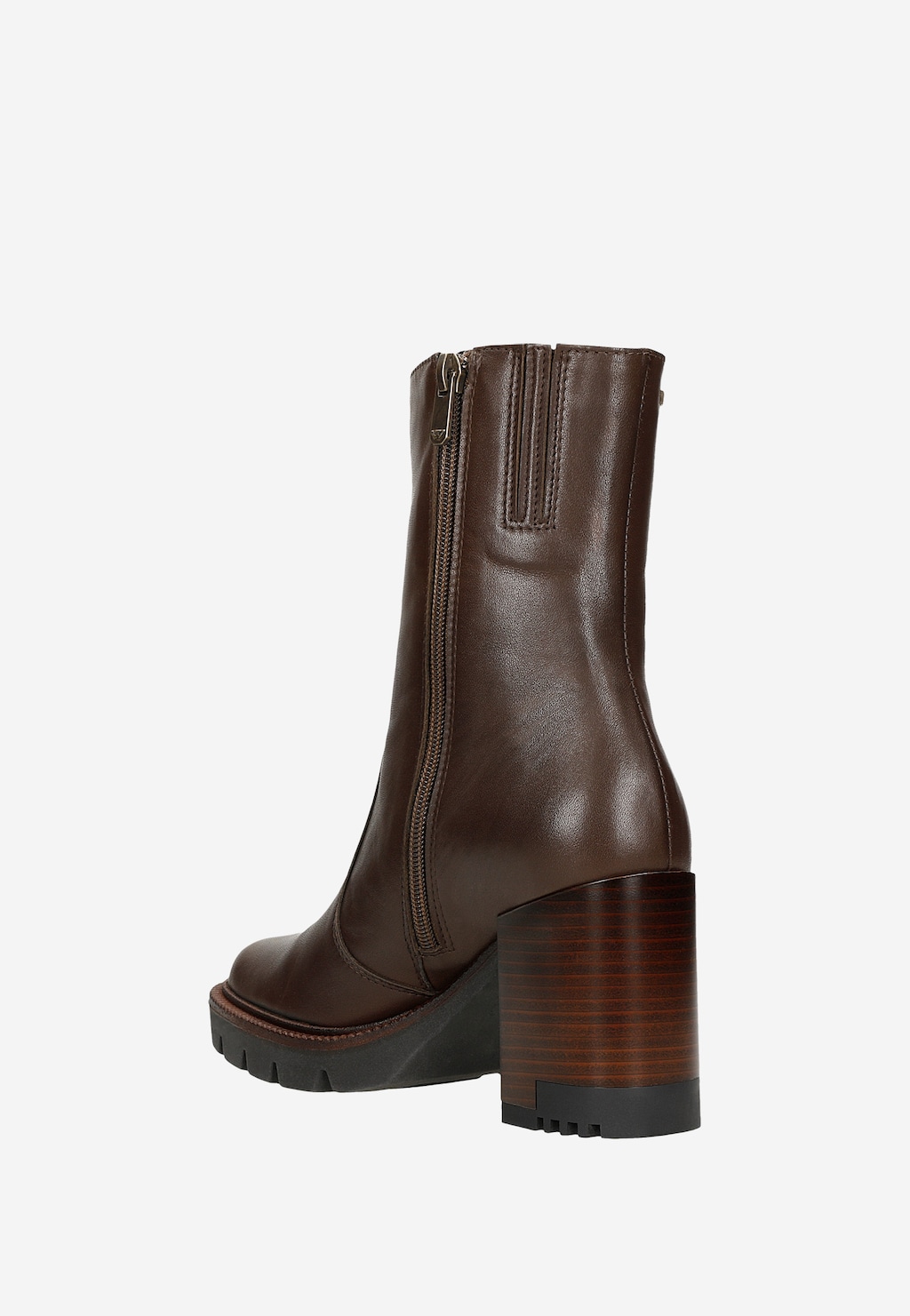 Hnedé kožené dámske botky na podpätku typu blok 55225-52 Widok 4