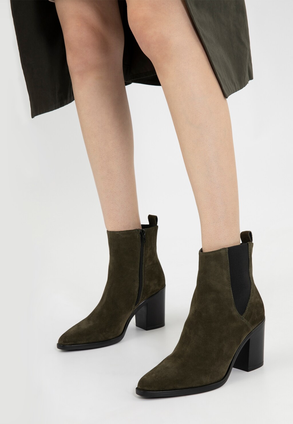 Zielone sztyblety damskie na obcasie 55234-67 Widok 7