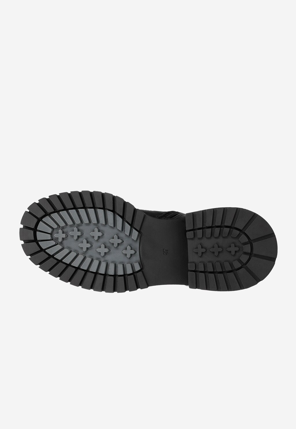 Czarne skórzane trzewiki damskie ze srebrnym łańcuchem 64086-51 Widok 6