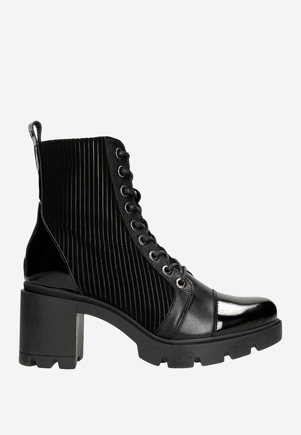 Čierne dámske tretiky na podpätku z zateplením z pleteniny s kožušinkou 64106-71 Widok 2