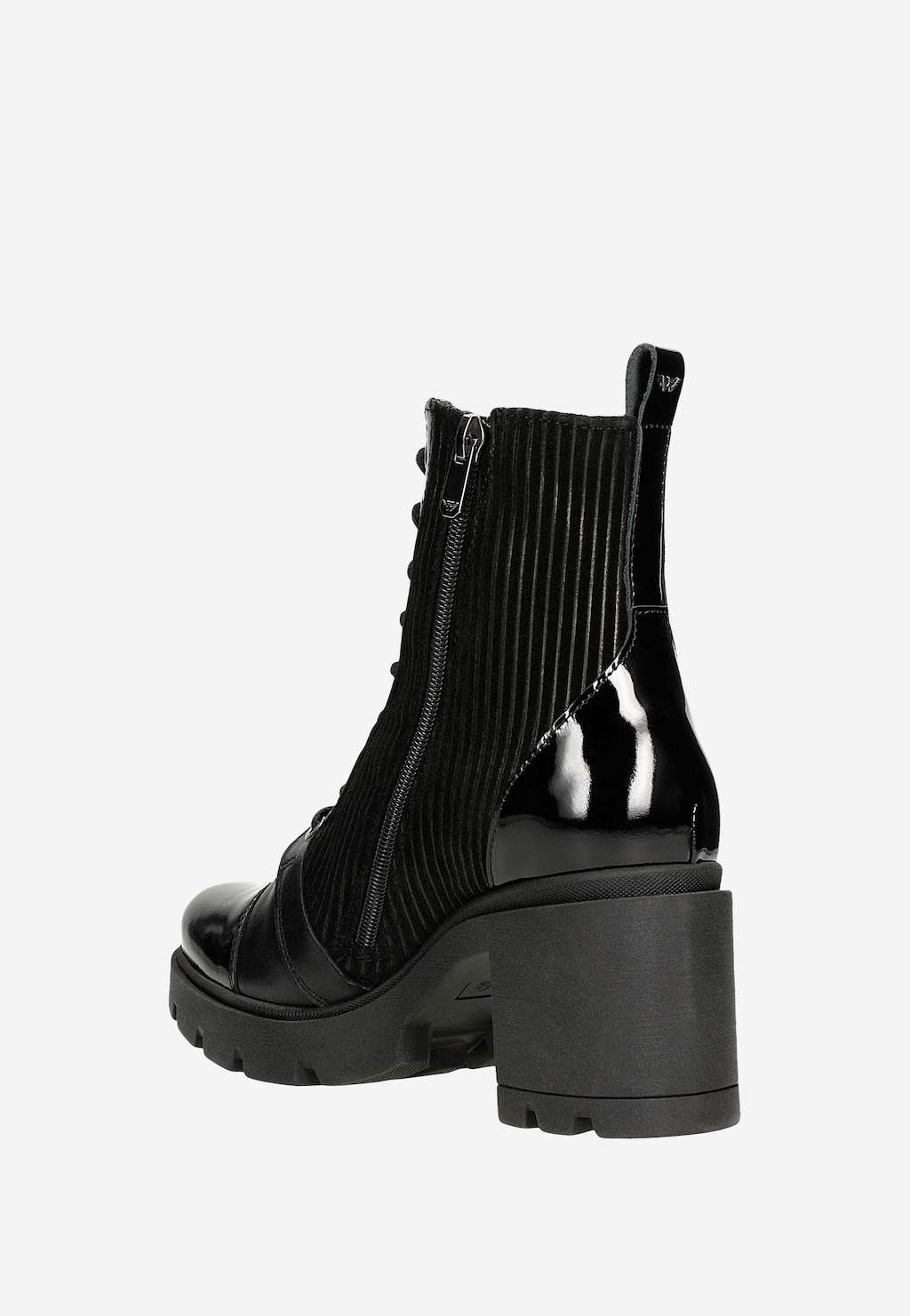 Čierne dámske tretiky na podpätku z zateplením z pleteniny s kožušinkou 64106-71 Widok 4