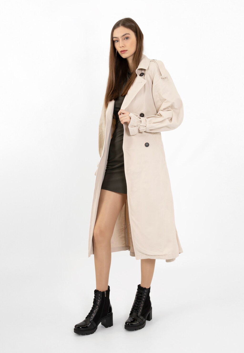 Čierne dámske tretiky na podpätku z zateplením z pleteniny s kožušinkou 64106-71 Widok 7