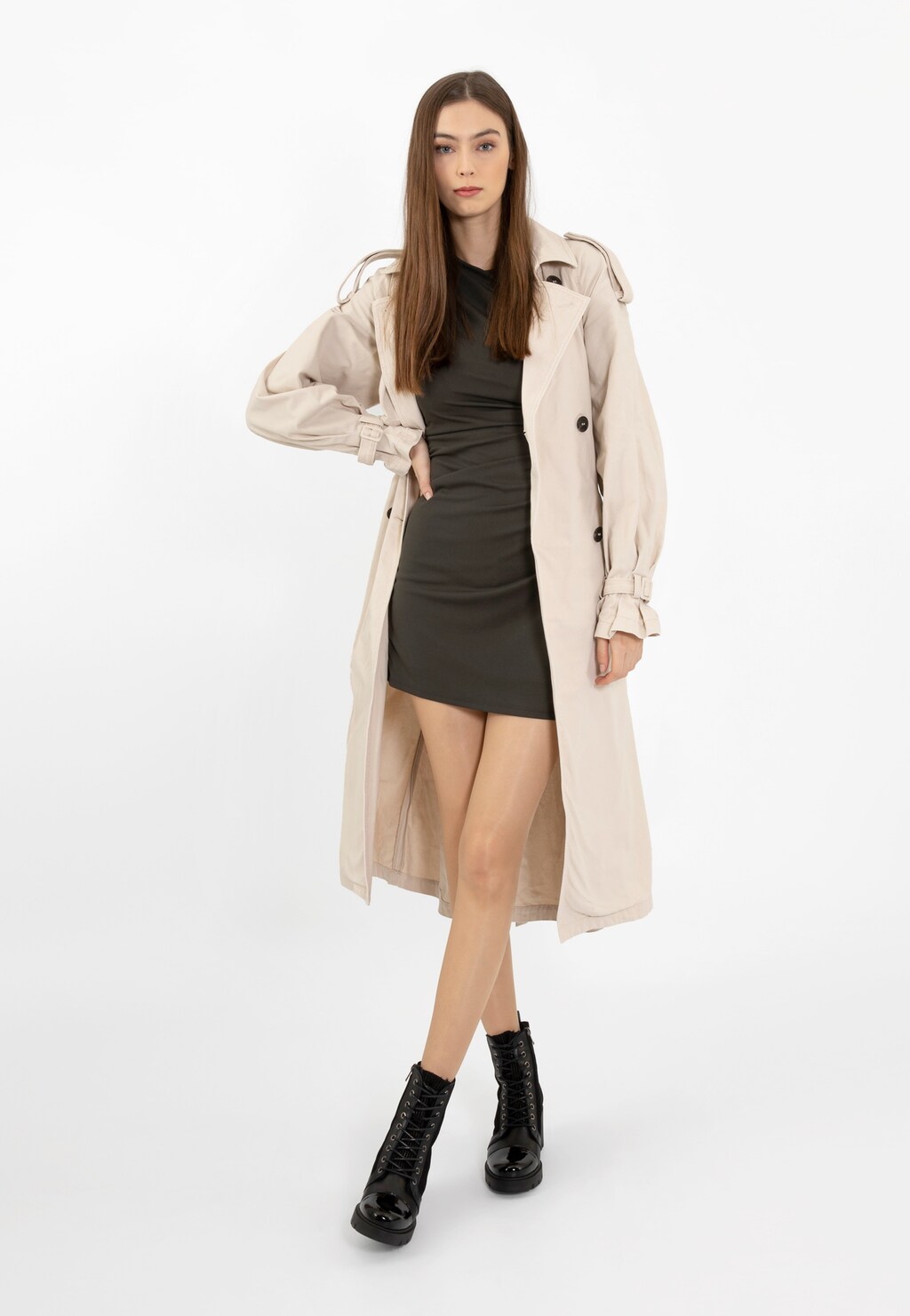 Čierne dámske tretiky na podpätku z zateplením z pleteniny s kožušinkou 64106-71 Widok 9