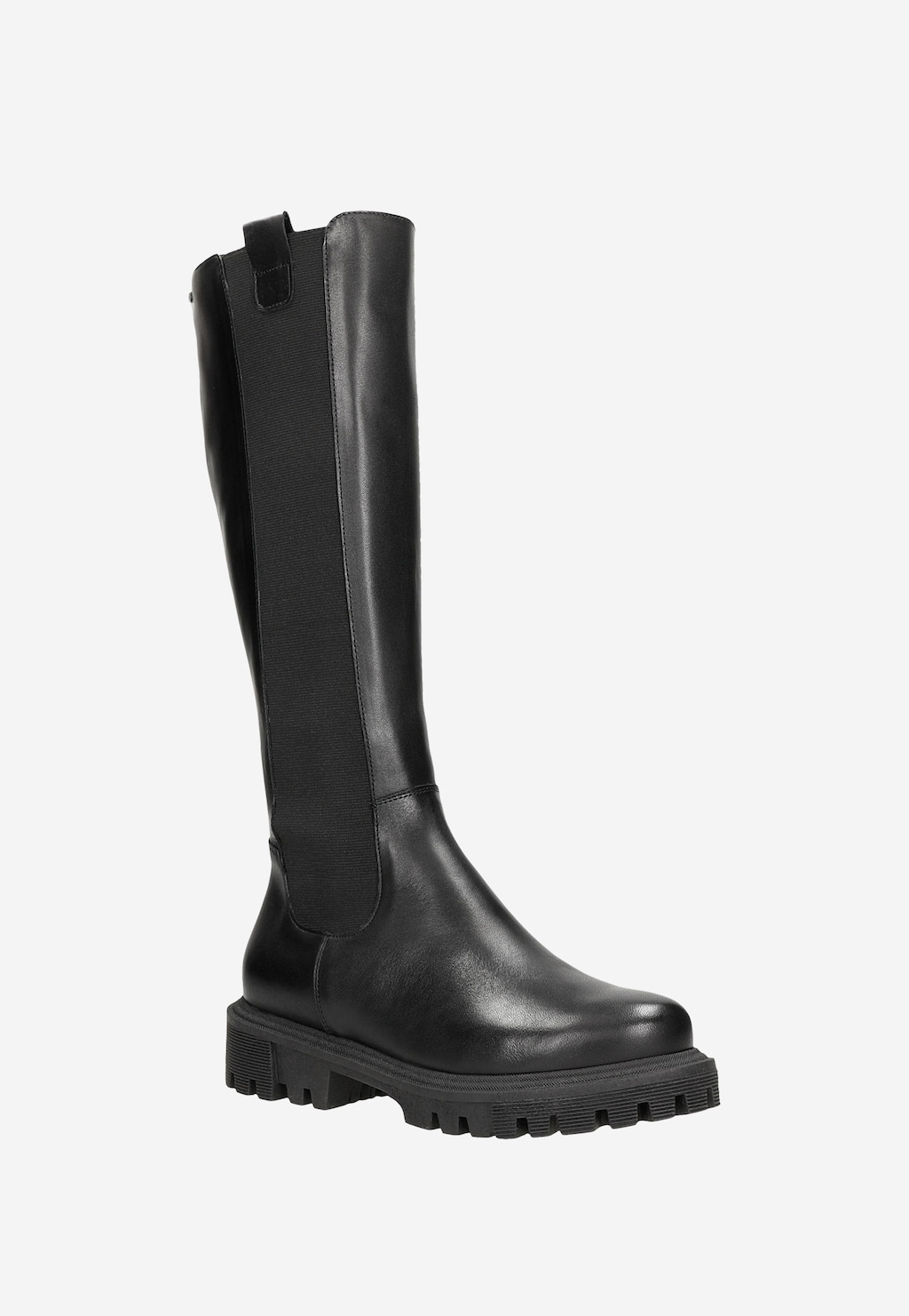 Czarne skórzane kozaki damskie z elastycznymi wstawkami 71017-51 Widok 3