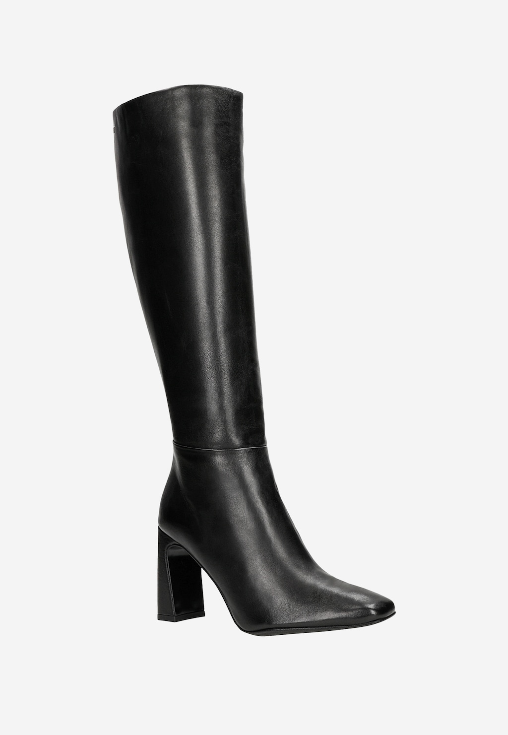 Elegancki czarny kozak damski Wojas 71044-51 z licowej skóry z wysoką cholewką, na modnym słupku, z lekko kwadratowym noskiem, idealny na jesień i zimę.