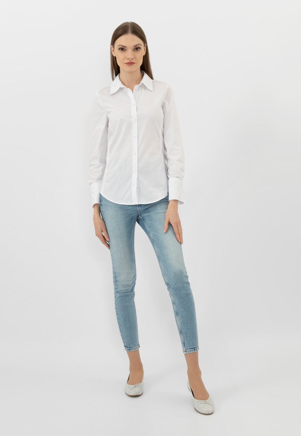 Srebrne baleriny damskie ażurowane 44028-59 Widok 7