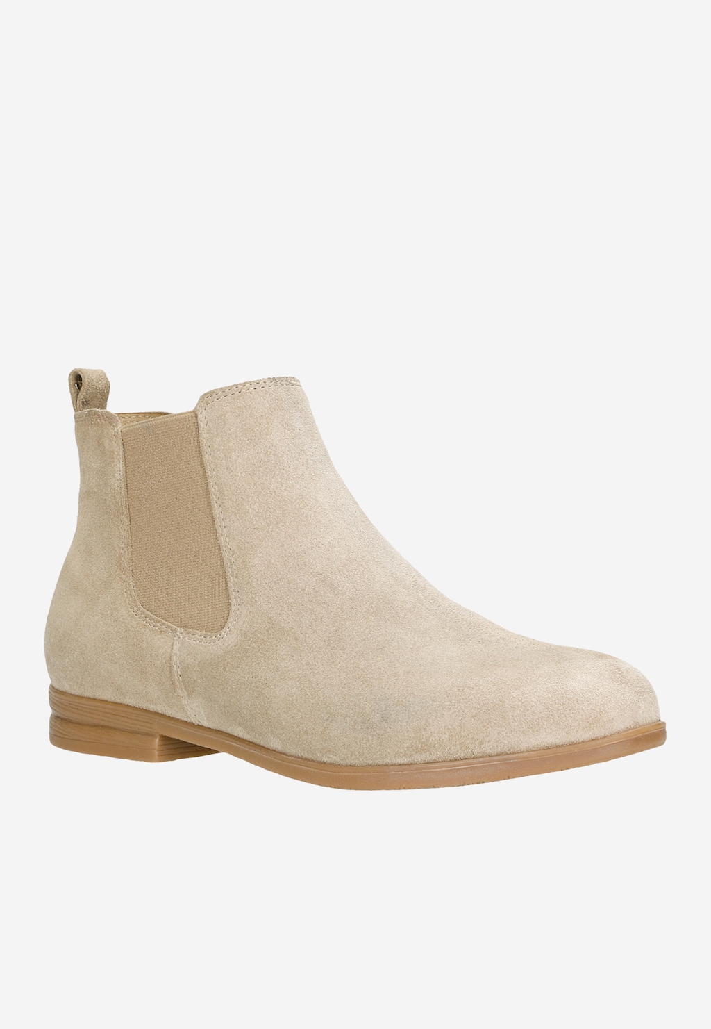 Béžové členkové čižmy z prírodnej velúrovej kože 9503-64 Widok 3