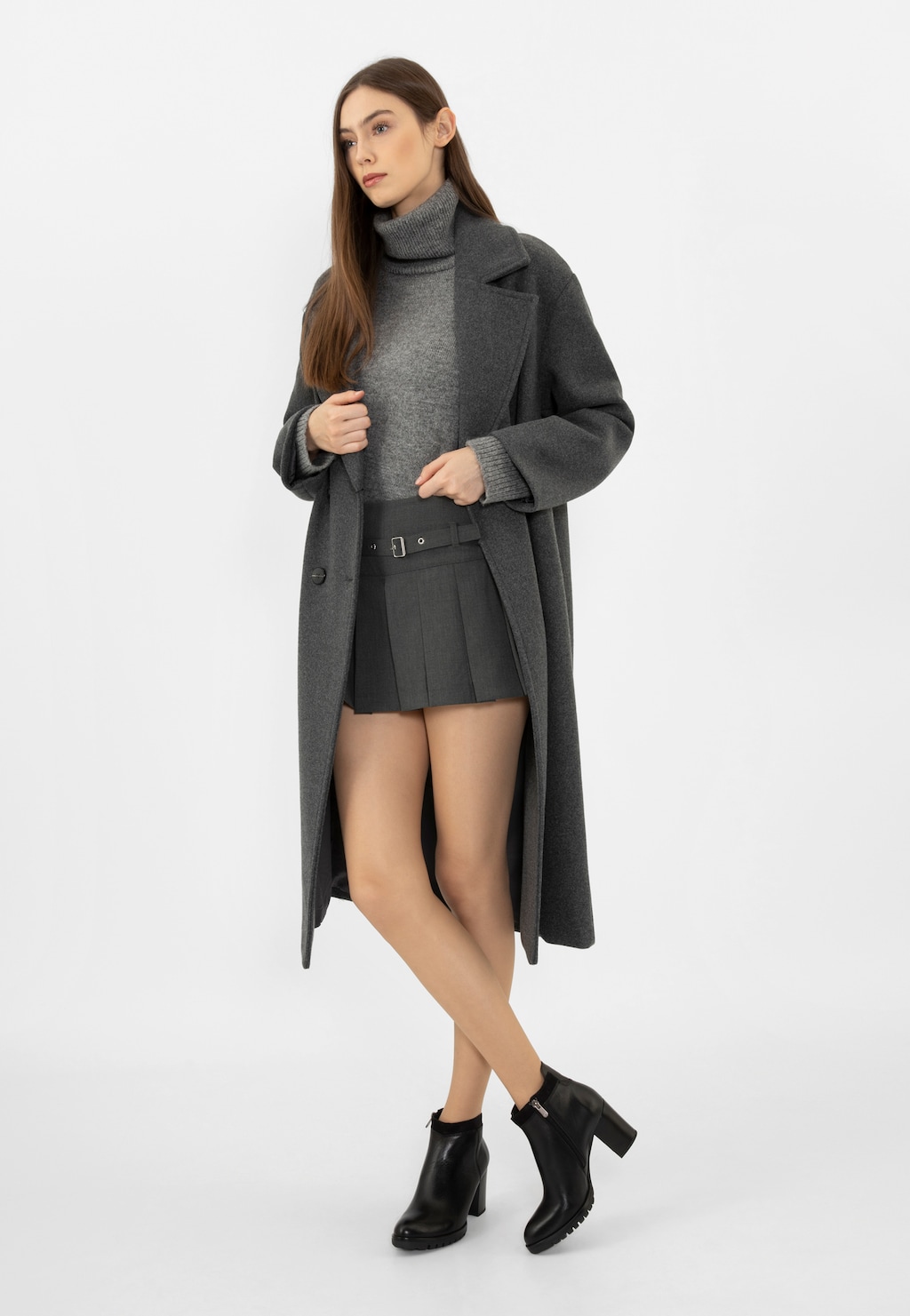 Čierne elegantné dámske členkové topánky na zimu 55062-71 Widok 1