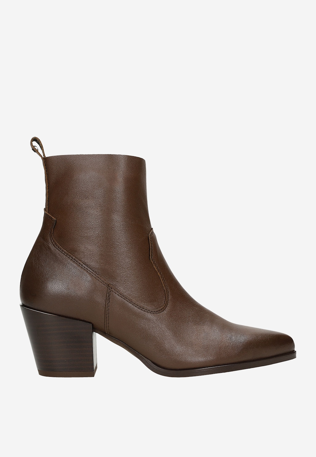 Dámské kotníkové boty na podpatku z hnědé hladké kůže 55148-52 Widok 2