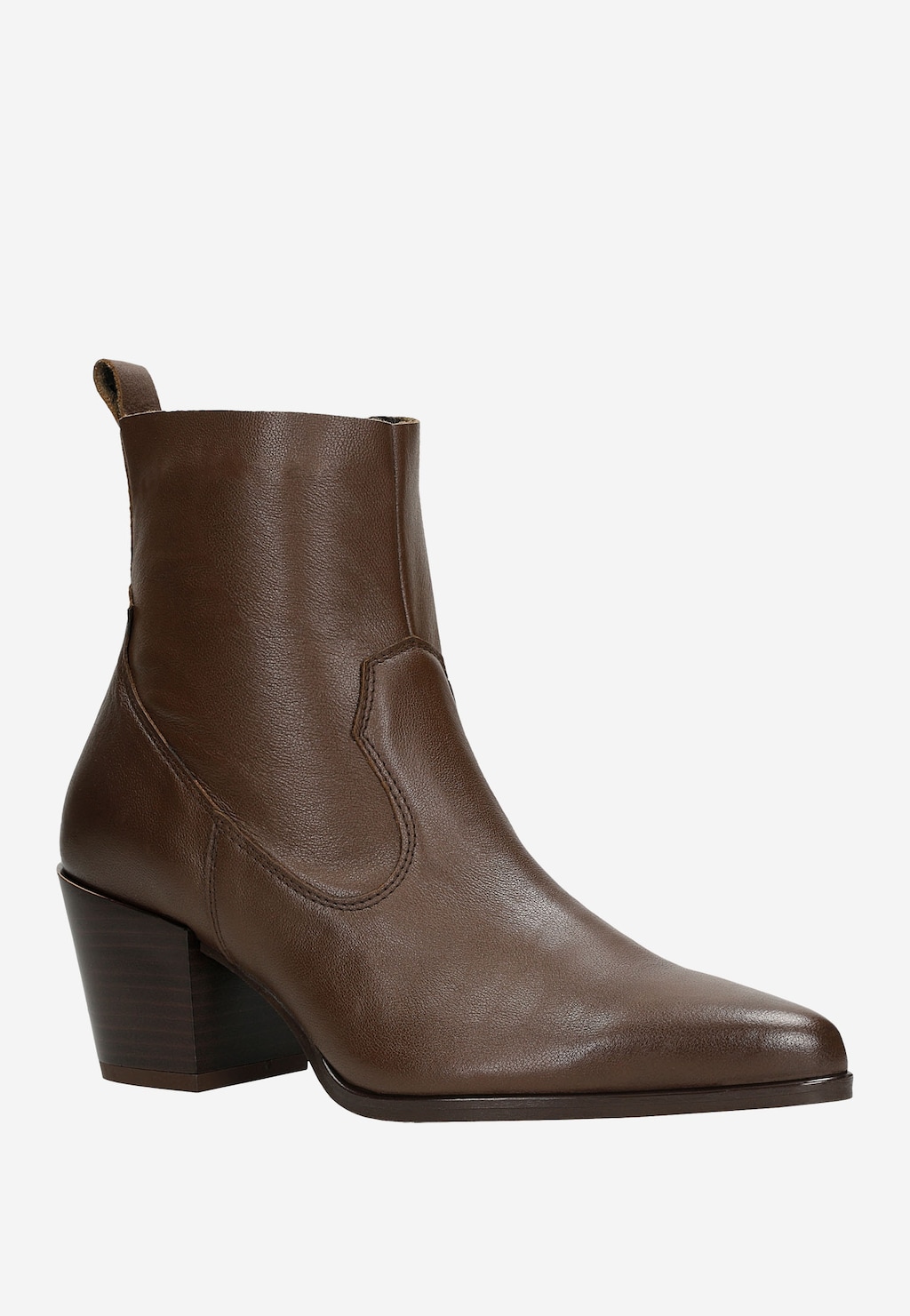 Dámské kotníkové boty na podpatku z hnědé hladké kůže 55148-52 Widok 3