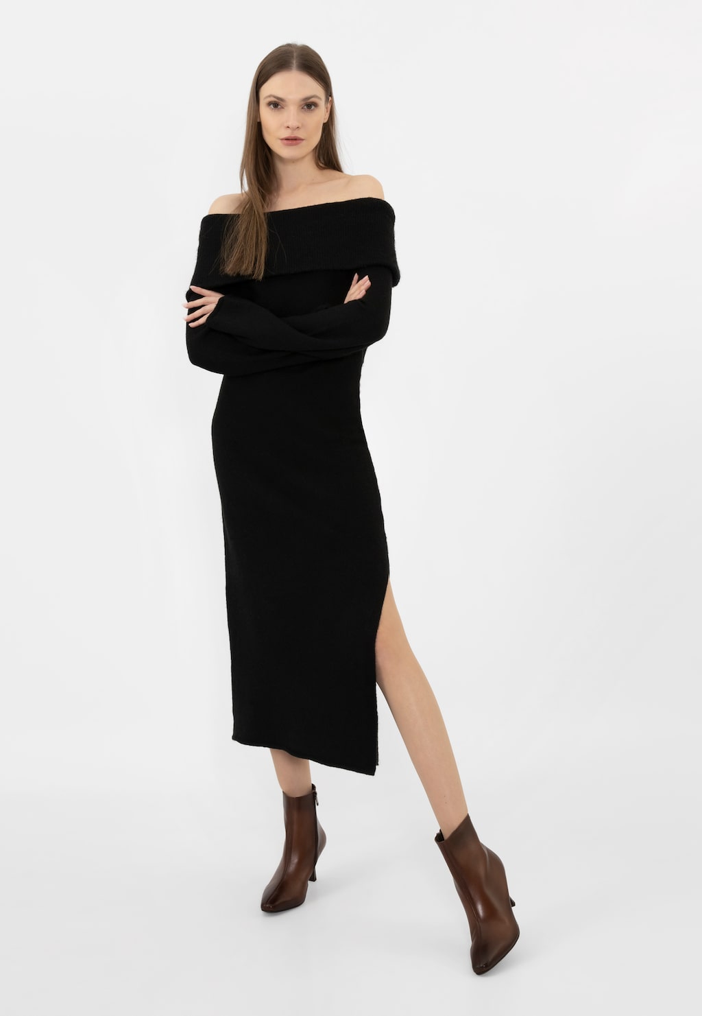 Hnedé dámske kotníčkové čižmy na originálnom opätku 55207-52 Widok 1