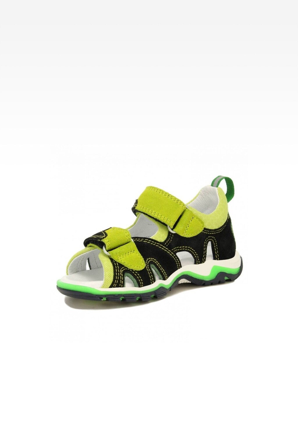 Dziecięce obuwie profilaktyczne Bartek 16187-018 dla chłopców w kolorze czarno-zielonym, z rzepami, podeszwą profilaktyczną i wygodnym zapięciem.