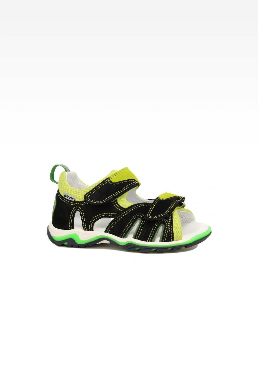 Sandały BARTEK 19187-018 dla chłopców w czarno-zielonej kolorystyce z rzepami, neonowymi akcentami i ergonomiczną podeszwą, idealne na letnie aktywności.