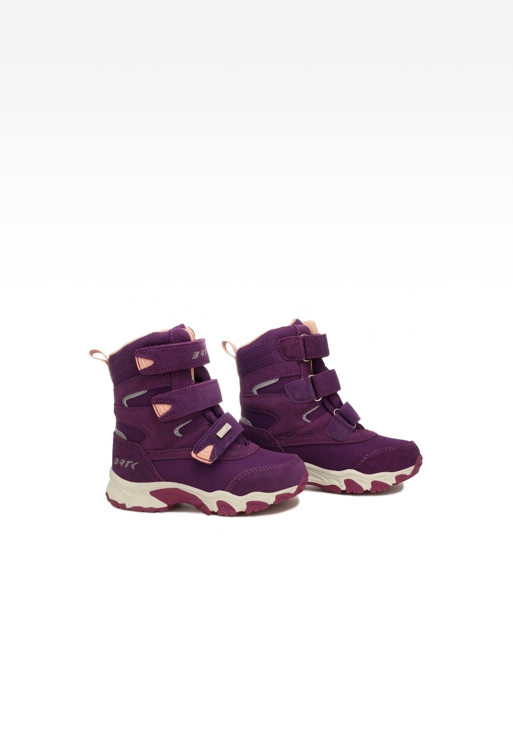 Fioletowe trzewiki ocieplane Bartek 14587002 dla dziewcząt z zapięciem na rzepy, grubą podeszwą i elementami odblaskowymi, idealne na zimę.