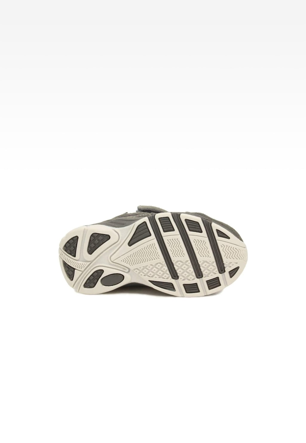 Podeszwa trzewików ocieplanych BARTEK 14654005 w kolorze szarym, ukazująca wzór antypoślizgowy i ergonomiczny kształt, zapewniający komfort i stabilność chodzenia.