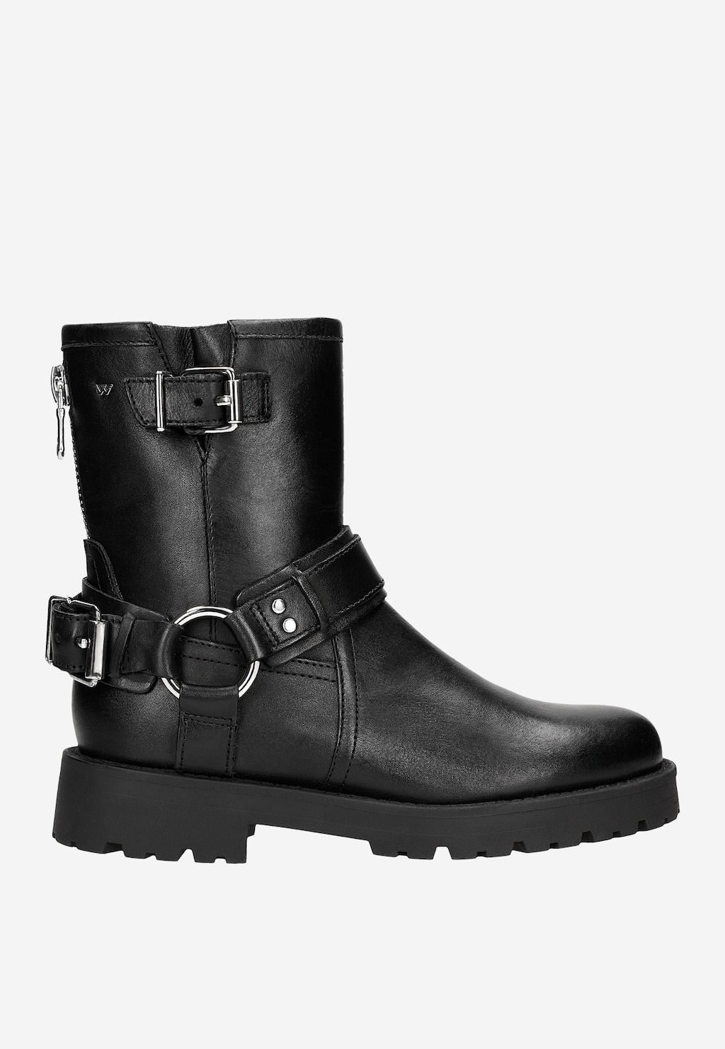 Dámske členkové topánky z čiernej lícovej kože s prackami 55238-51 Widok 2